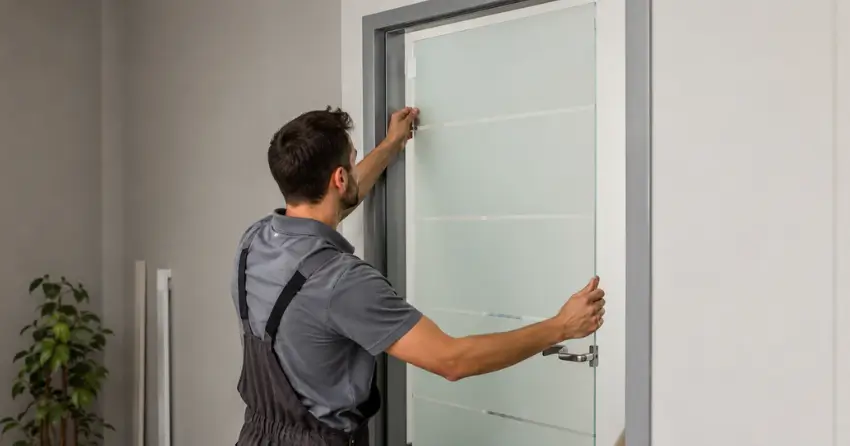 frosted glass interior door panel installation in Barrie